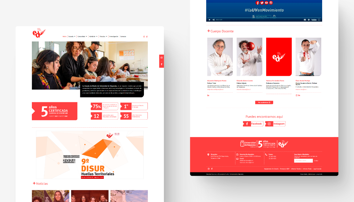 Portafolio desarrollo de página web para la escuela de diseño UV
